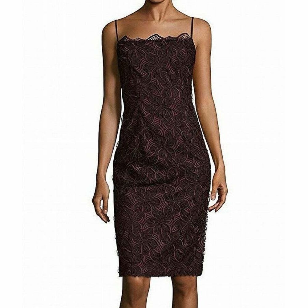 Black Halo NWT Sora Crochet Lace Sheath Dress Burgundy Size 4 MSRP $495